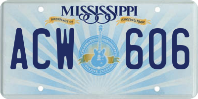 MS license plate ACW606