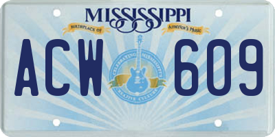 MS license plate ACW609