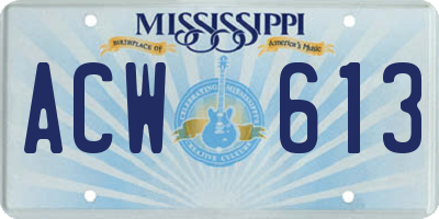 MS license plate ACW613