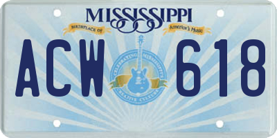 MS license plate ACW618