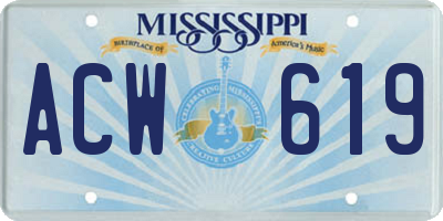 MS license plate ACW619