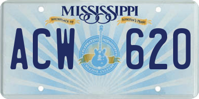 MS license plate ACW620