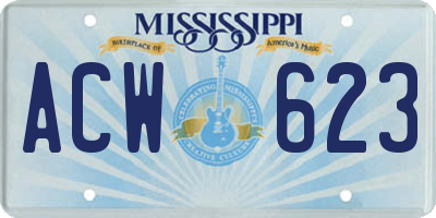 MS license plate ACW623