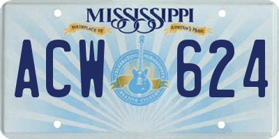 MS license plate ACW624