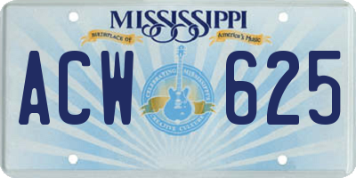 MS license plate ACW625