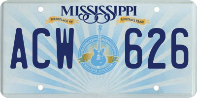 MS license plate ACW626