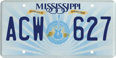 MS license plate ACW627