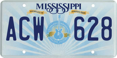 MS license plate ACW628