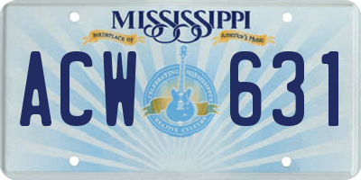 MS license plate ACW631