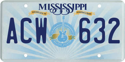 MS license plate ACW632