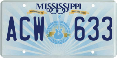 MS license plate ACW633