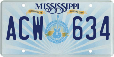 MS license plate ACW634