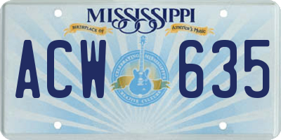 MS license plate ACW635