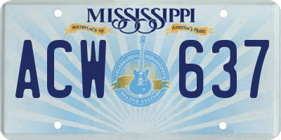 MS license plate ACW637