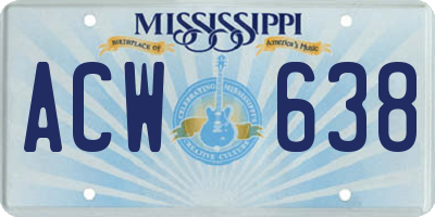 MS license plate ACW638
