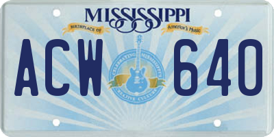 MS license plate ACW640
