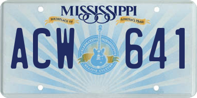 MS license plate ACW641