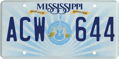 MS license plate ACW644