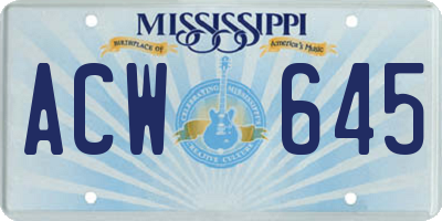 MS license plate ACW645