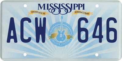 MS license plate ACW646