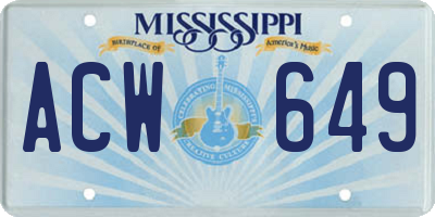MS license plate ACW649