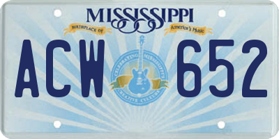 MS license plate ACW652