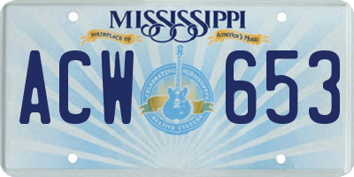 MS license plate ACW653