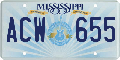 MS license plate ACW655