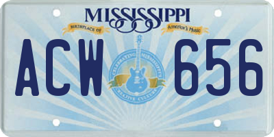 MS license plate ACW656