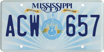 MS license plate ACW657