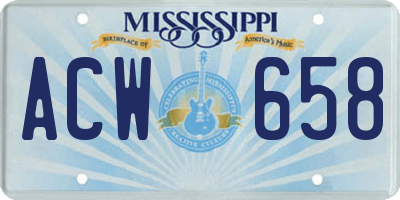 MS license plate ACW658