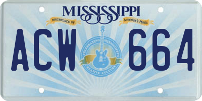 MS license plate ACW664