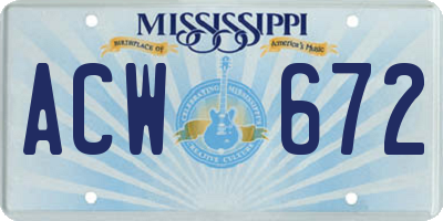 MS license plate ACW672