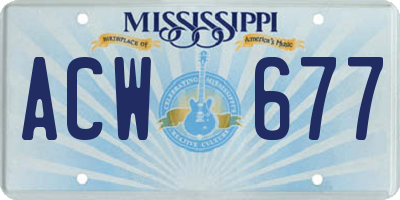 MS license plate ACW677