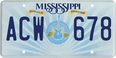 MS license plate ACW678