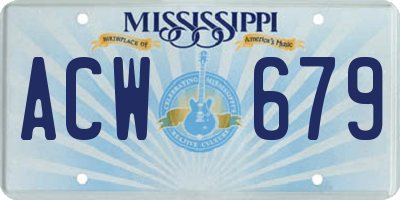 MS license plate ACW679
