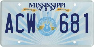 MS license plate ACW681