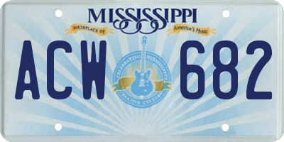 MS license plate ACW682
