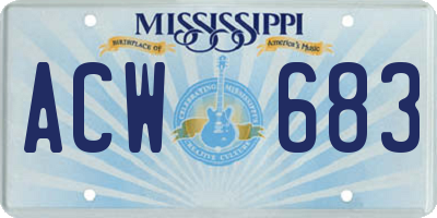 MS license plate ACW683