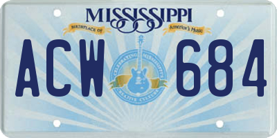 MS license plate ACW684