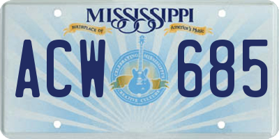 MS license plate ACW685