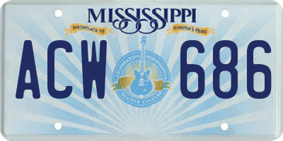 MS license plate ACW686