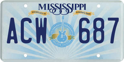 MS license plate ACW687