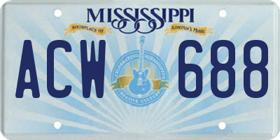 MS license plate ACW688