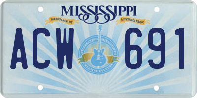 MS license plate ACW691