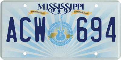 MS license plate ACW694