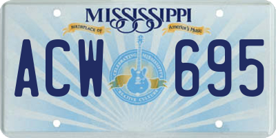 MS license plate ACW695
