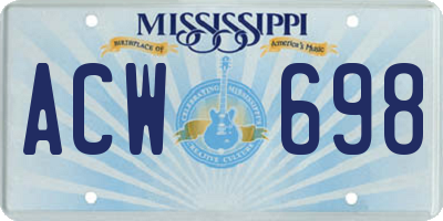MS license plate ACW698