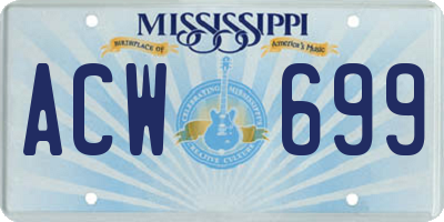 MS license plate ACW699
