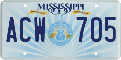 MS license plate ACW705